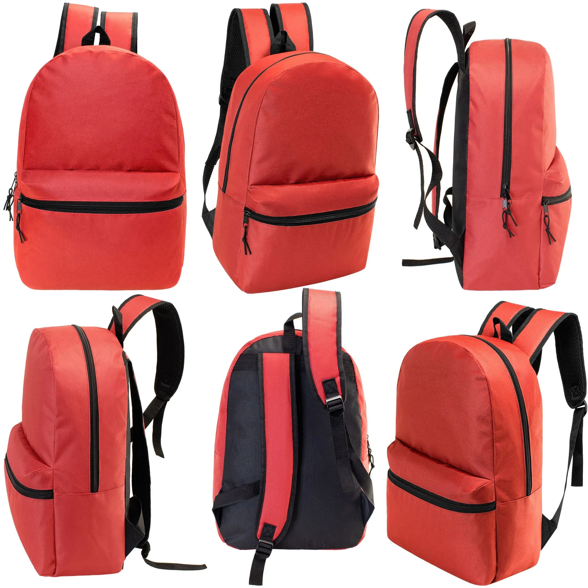 12 Basic 18.5" Backpacks in 12 Assorted Colors & Your Choice of 12 Bulk Hygiene Kits - Wholesale Care Package: Homeless, Emergency, Charity