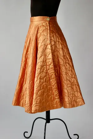 1950s Copper Quilted Circle Skirt
