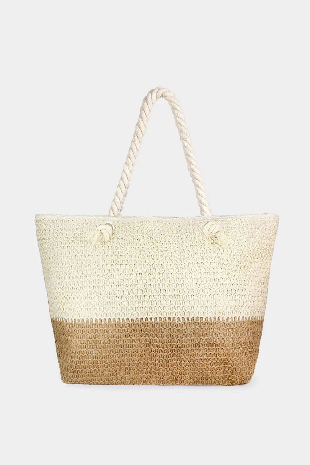 2 Tone Straw Beach Tote