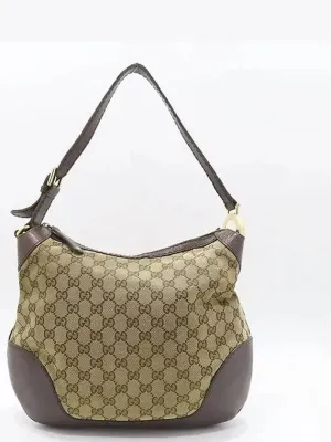 211810 GG Logo Jagard Dark Brown Leather Blended Stitch Hobo Shoulder Bag