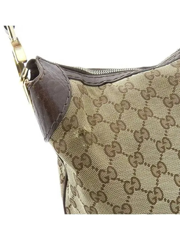 211810 GG Logo Jagard Dark Brown Leather Blended Stitch Hobo Shoulder Bag