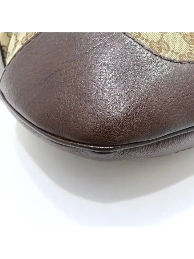 211810 GG Logo Jagard Dark Brown Leather Blended Stitch Hobo Shoulder Bag