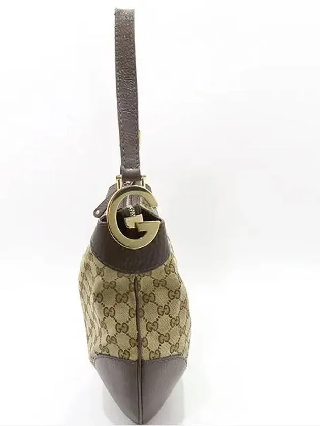 211810 GG Logo Jagard Dark Brown Leather Blended Stitch Hobo Shoulder Bag