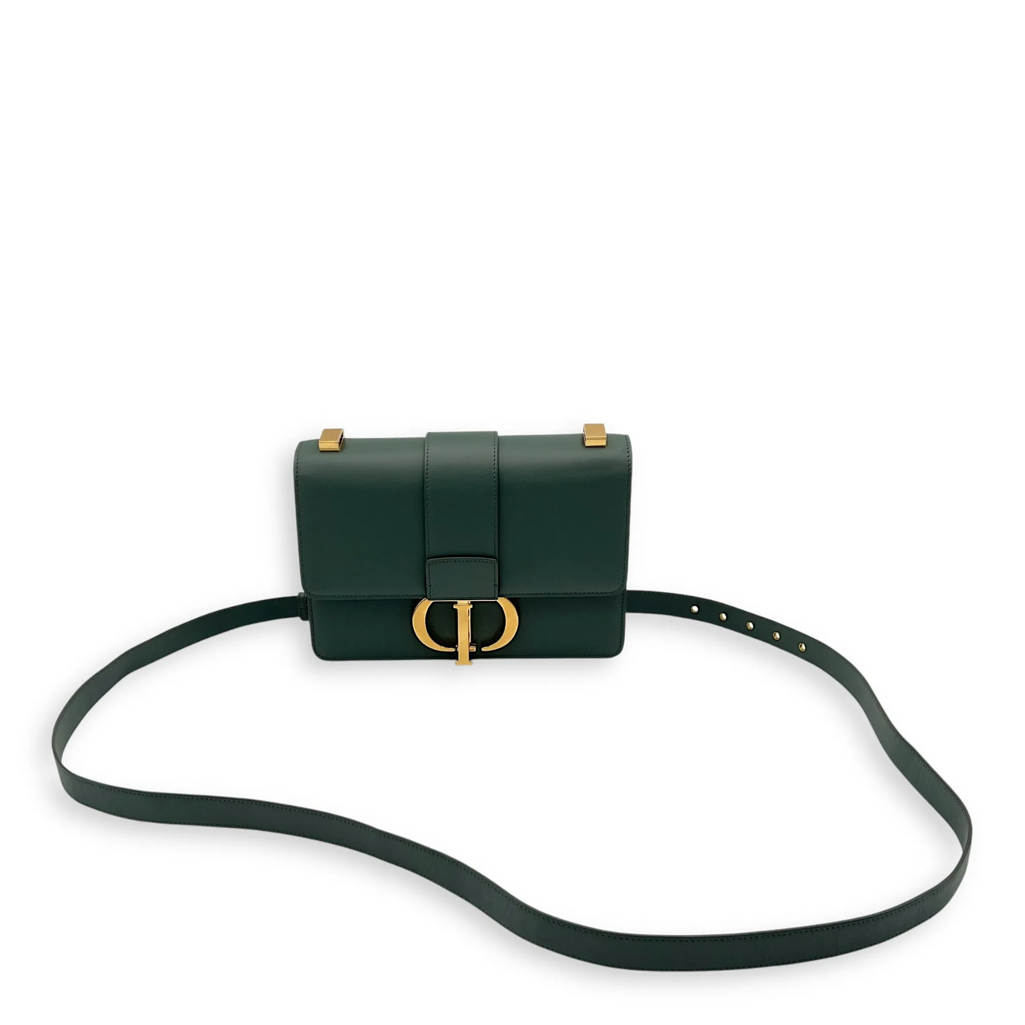 30 Montaigne Crossbody Bag Green in Calfskin, Gold hardware