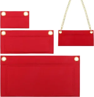 3PCS Felt Purse Organizer Insert, Envelope Bag Insert Organizer Flip Wallet Inserts Liner DIY Bag Conversion Inserts for Women Clutch Felt Envelope Bags Organizer (Red)