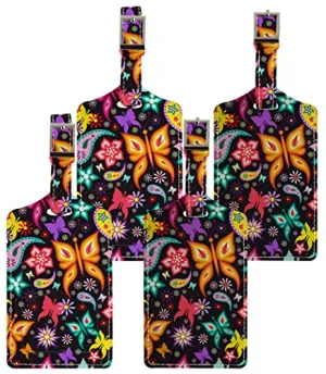 4 Pack Luggage Tags Triangle Colorful Suitcase Labels Travel Tag(Butterfly)