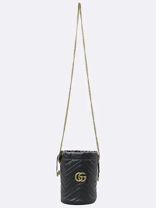 575163 Black leather GG Marmont mini bucket cross bag