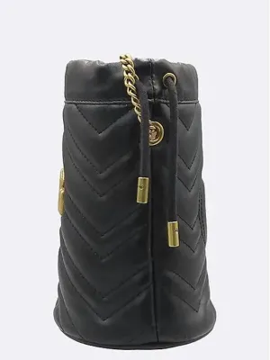 575163 Black leather GG Marmont mini bucket cross bag