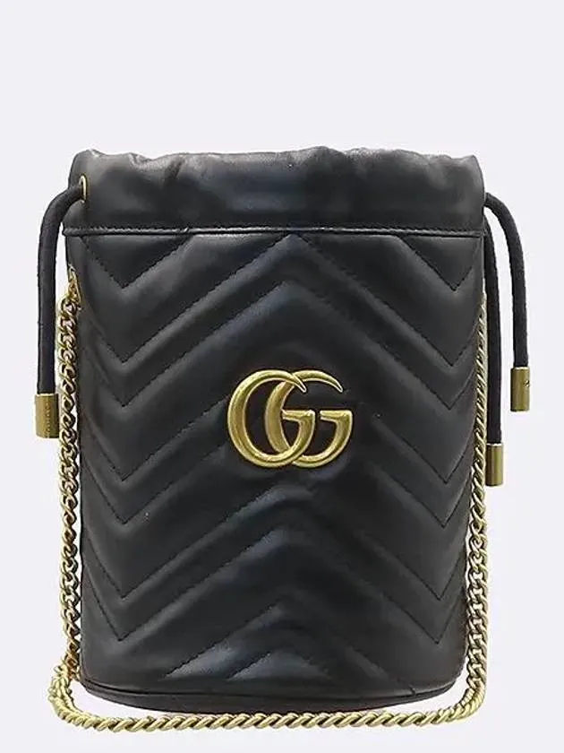 575163 Black leather GG Marmont mini bucket cross bag
