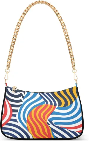 Abstract Stripe Colorful Pattern trendy chain small shoulder bags handbags for birthday
