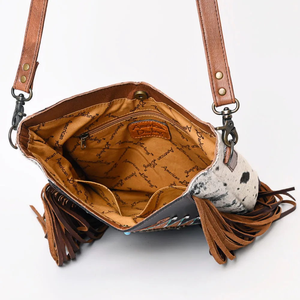 ADBG1219 American Darling Hand Tooled Hair On Genuine Leather Women Bag Western Handbag Purse