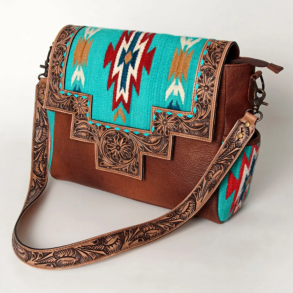 ADBG842D American Darling Hand Tooled Saddle Blanket Genuine Leather Women Bag Western Handbag Purse