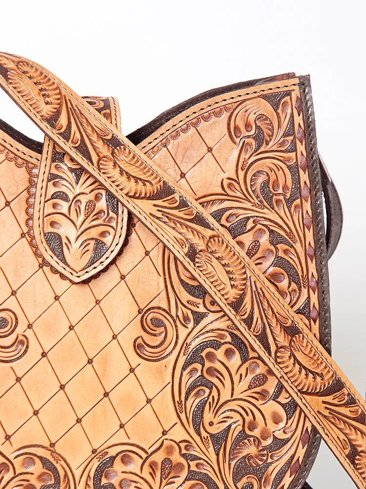 American Darling ADBG848 Hobo Hand Tooled Genuine Leather Women Bag Western Handbag Purse