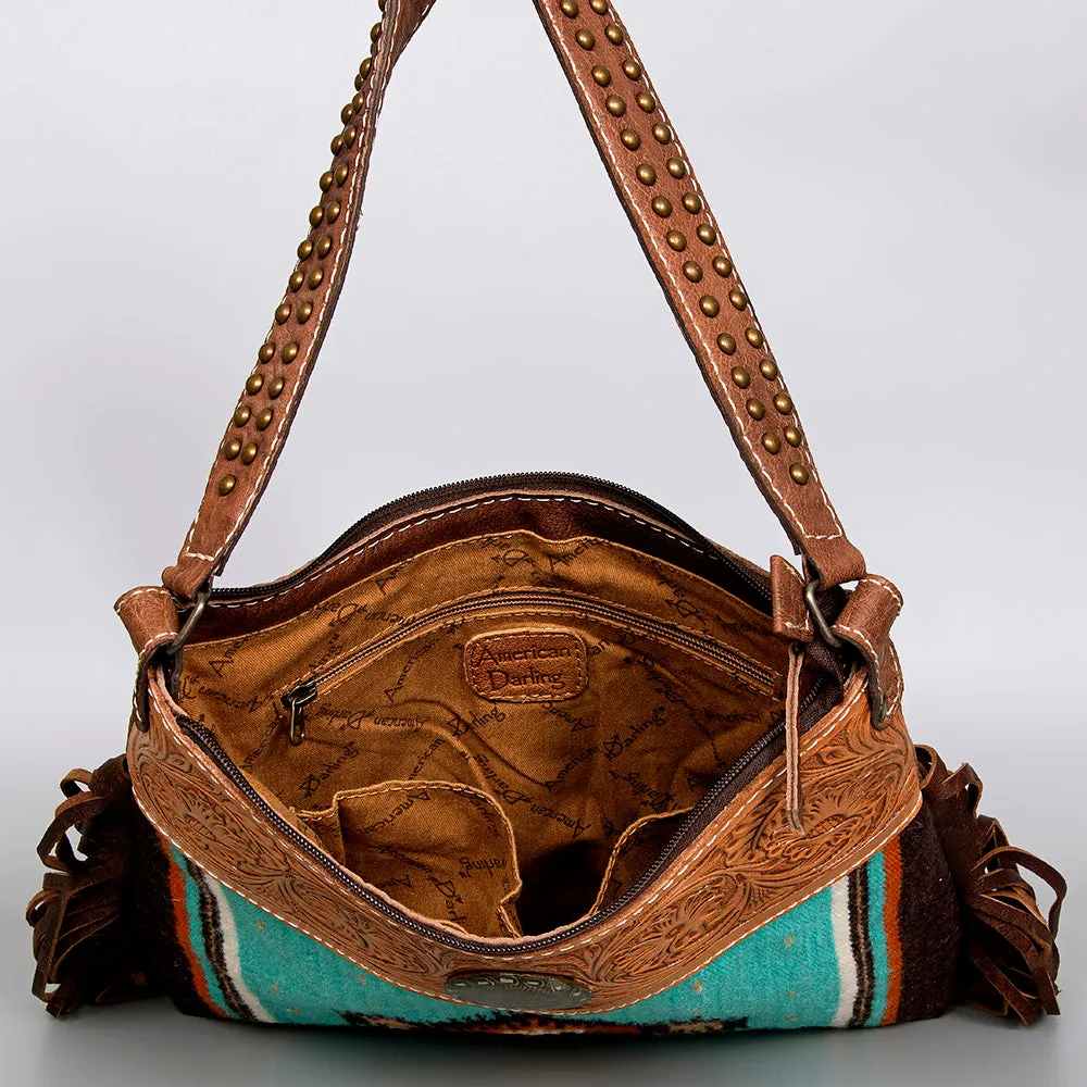 American Darling ADBG980B Hobo Hand Tooled Saddle Blanket Genuine Leather Women Bag Western Handbag Purse