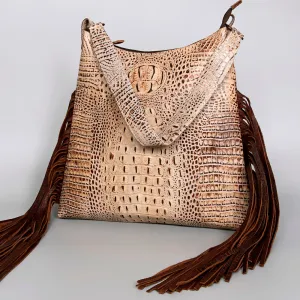American Darling ADBG992 Hobo Crocodile Embossed Genuine Leather Women Bag Western Handbag Purse