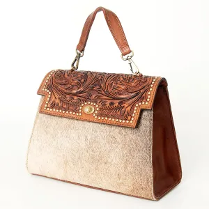 American Darling ADBGI176 Briefcase Hand Tooled Hair On Genuine Leather Women Bag Western Handbag Purse