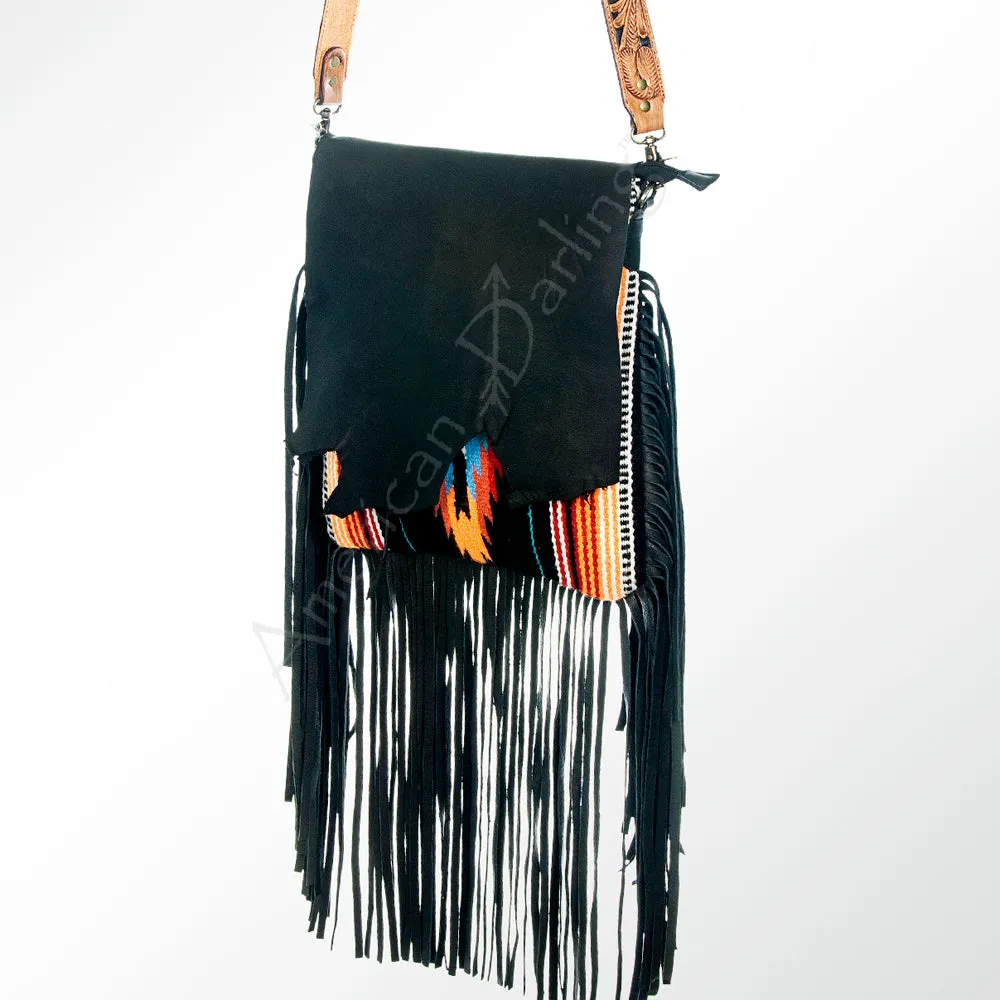 American Darling ADBGZ300 Messenger Saddle Blanket Genuine Leather Women Bag Western Handbag Purse