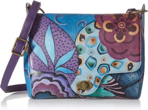Anna by Anuschka Womens Genuine Leather Flap-Over Medium Shoulder Bag