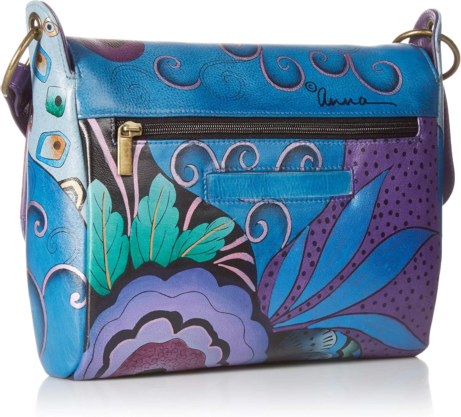 Anna by Anuschka Womens Genuine Leather Flap-Over Medium Shoulder Bag