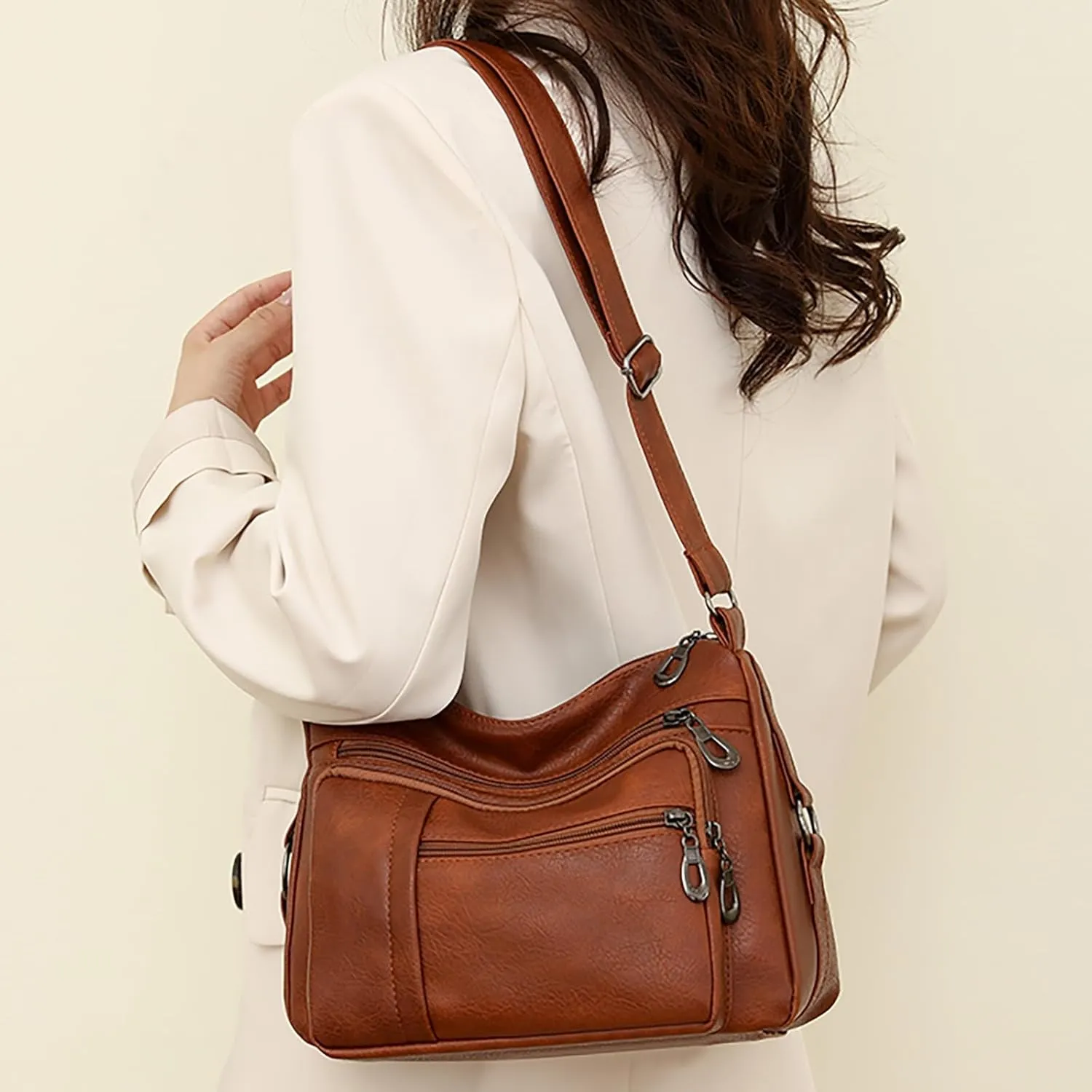 Anti Theft Crossbody Bags for Women Beach Tote Shoulder Bags for Summer Vacation Womens Vacation Shoulder Bag(Brown)