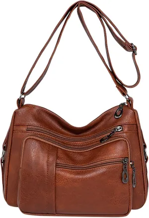 Anti Theft Crossbody Bags for Women Beach Tote Shoulder Bags for Summer Vacation Womens Vacation Shoulder Bag(Brown)