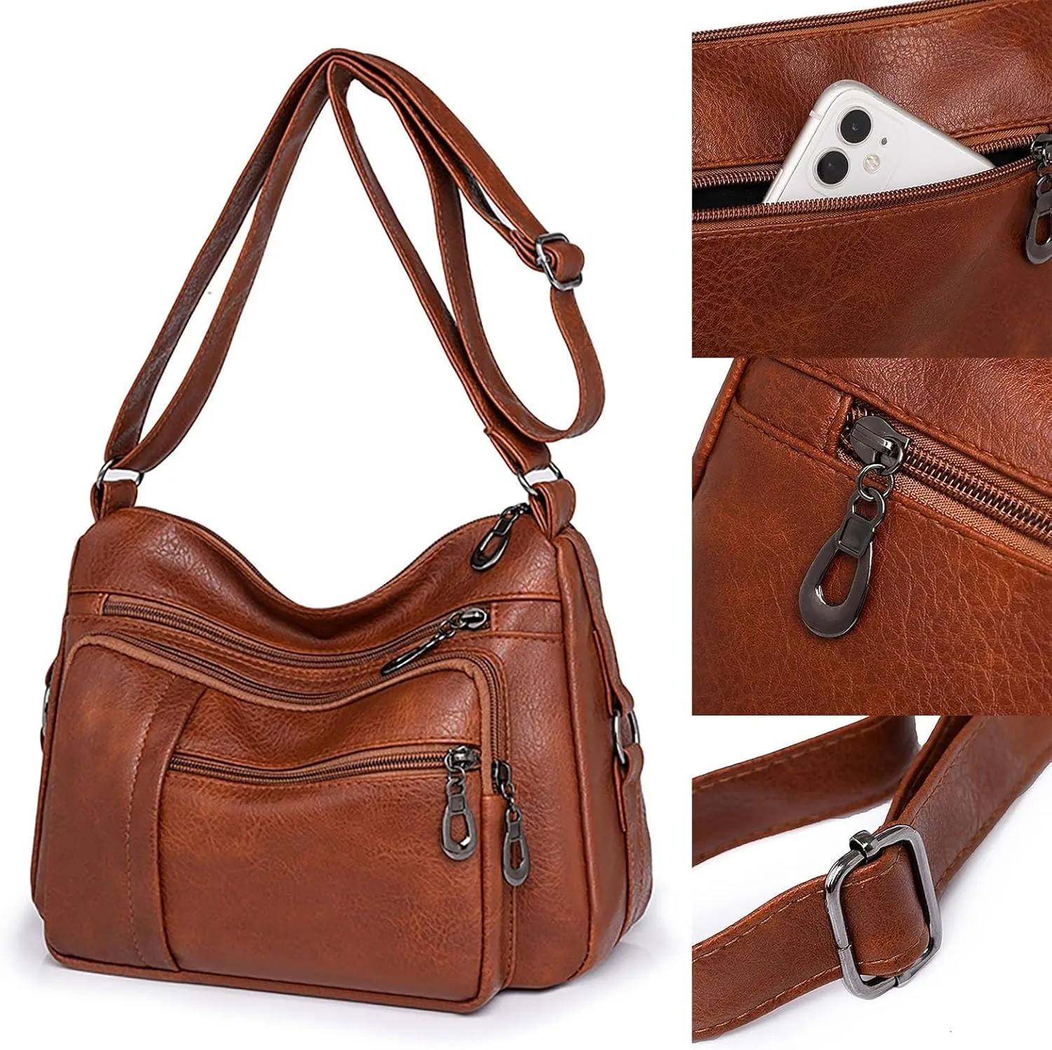 Anti Theft Crossbody Bags for Women Beach Tote Shoulder Bags for Summer Vacation Womens Vacation Shoulder Bag(Brown)
