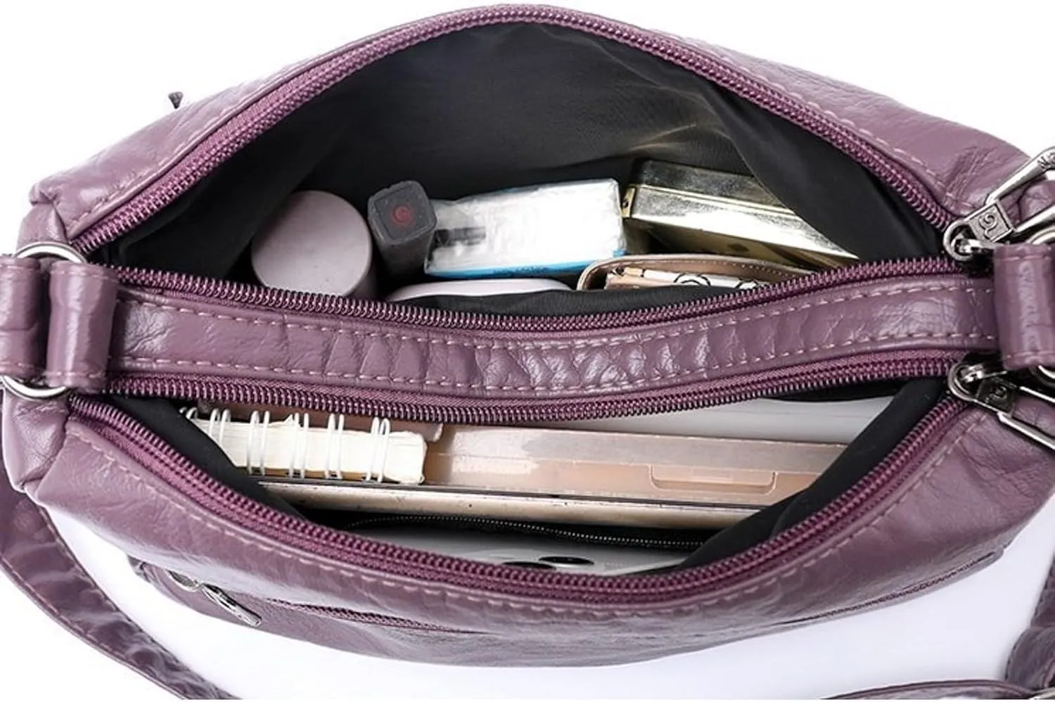 Anti Theft Crossbody Bags for Women Lightweight Quilted Fabric Handbags for Women Womens Vacation Shoulder Bag(Purple)