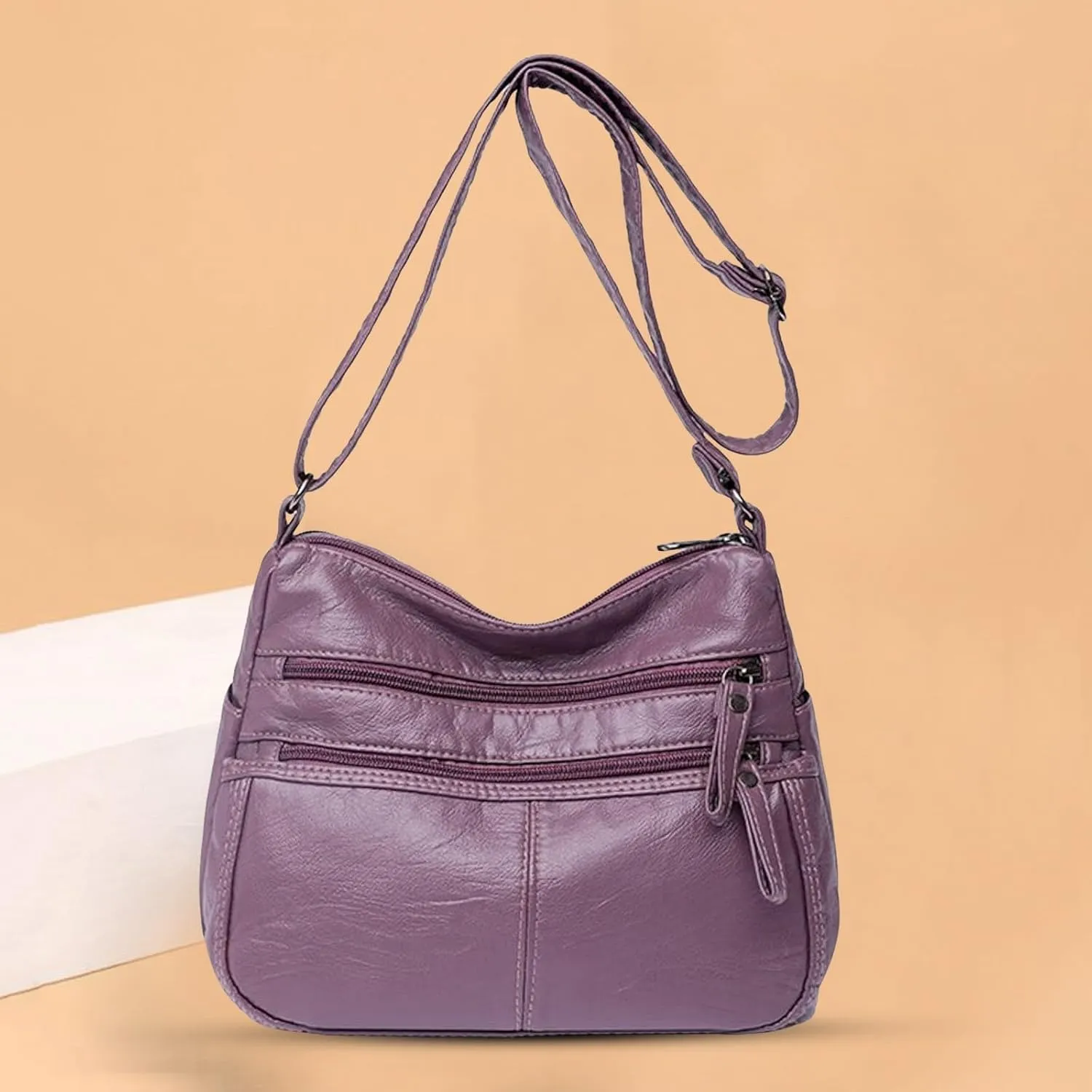 Anti Theft Crossbody Bags for Women Lightweight Quilted Fabric Handbags for Women Womens Vacation Shoulder Bag(Purple)