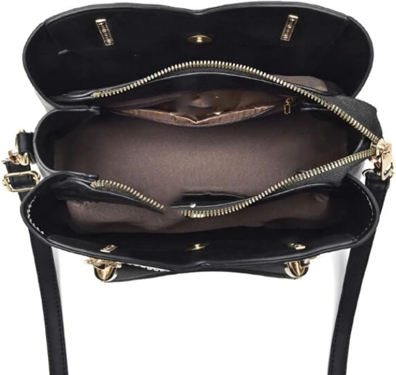 Anti Theft Shoulder Bags for Woman Small Crossbody Bags Classic Double Zip Top Satchel Bag Cute Spring Purse(Black)