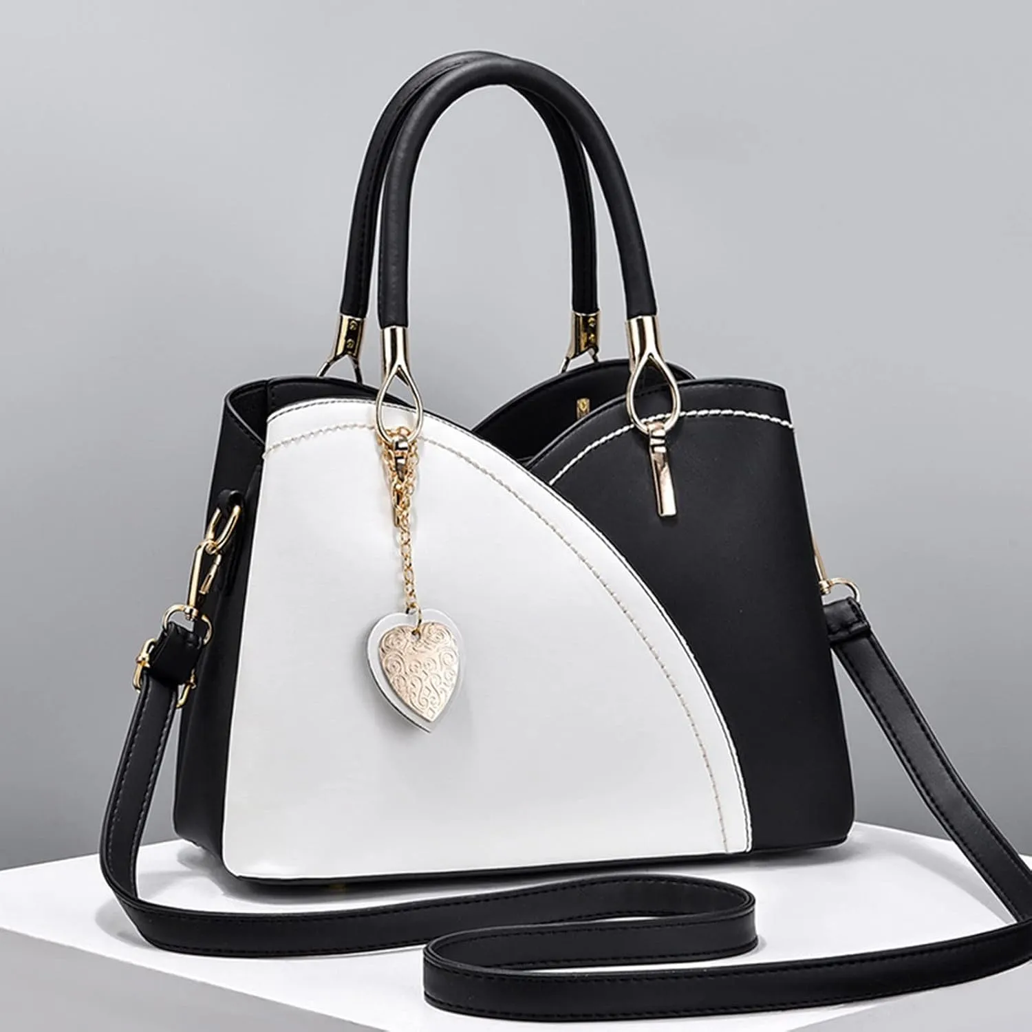 Anti Theft Shoulder Bags for Woman Small Crossbody Bags Classic Double Zip Top Satchel Bag Cute Spring Purse(Black)