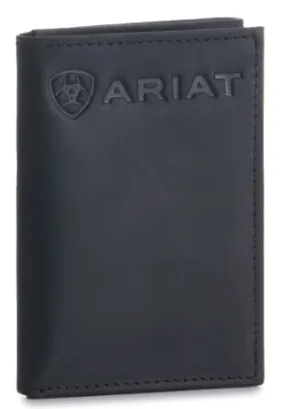 Ariat Black Embossed Logo Trifold Wallet