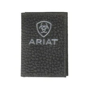 Ariat Black Trifold Bull Hide Embroidered Wallet A3556401