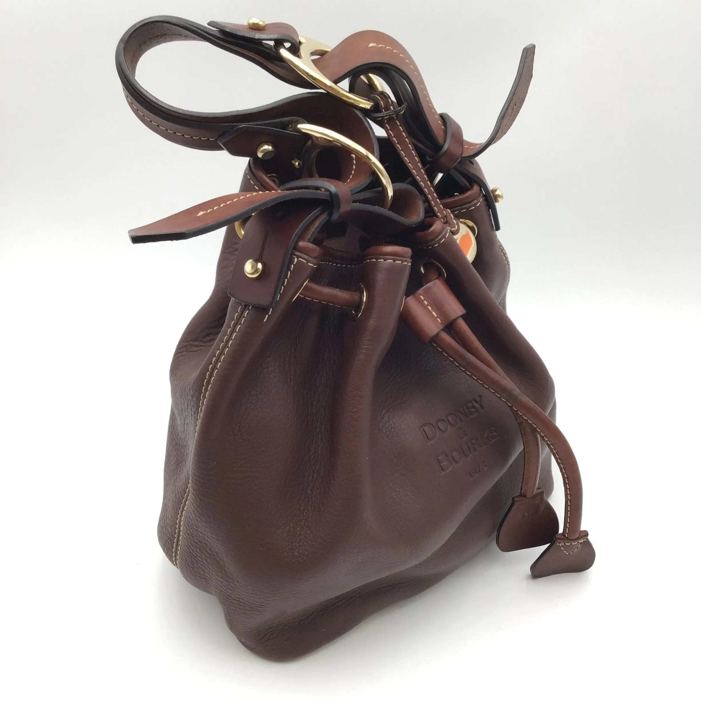 Authentic Dooney & Bourke Brown Luxury Leather Satchel Bag - COA Included