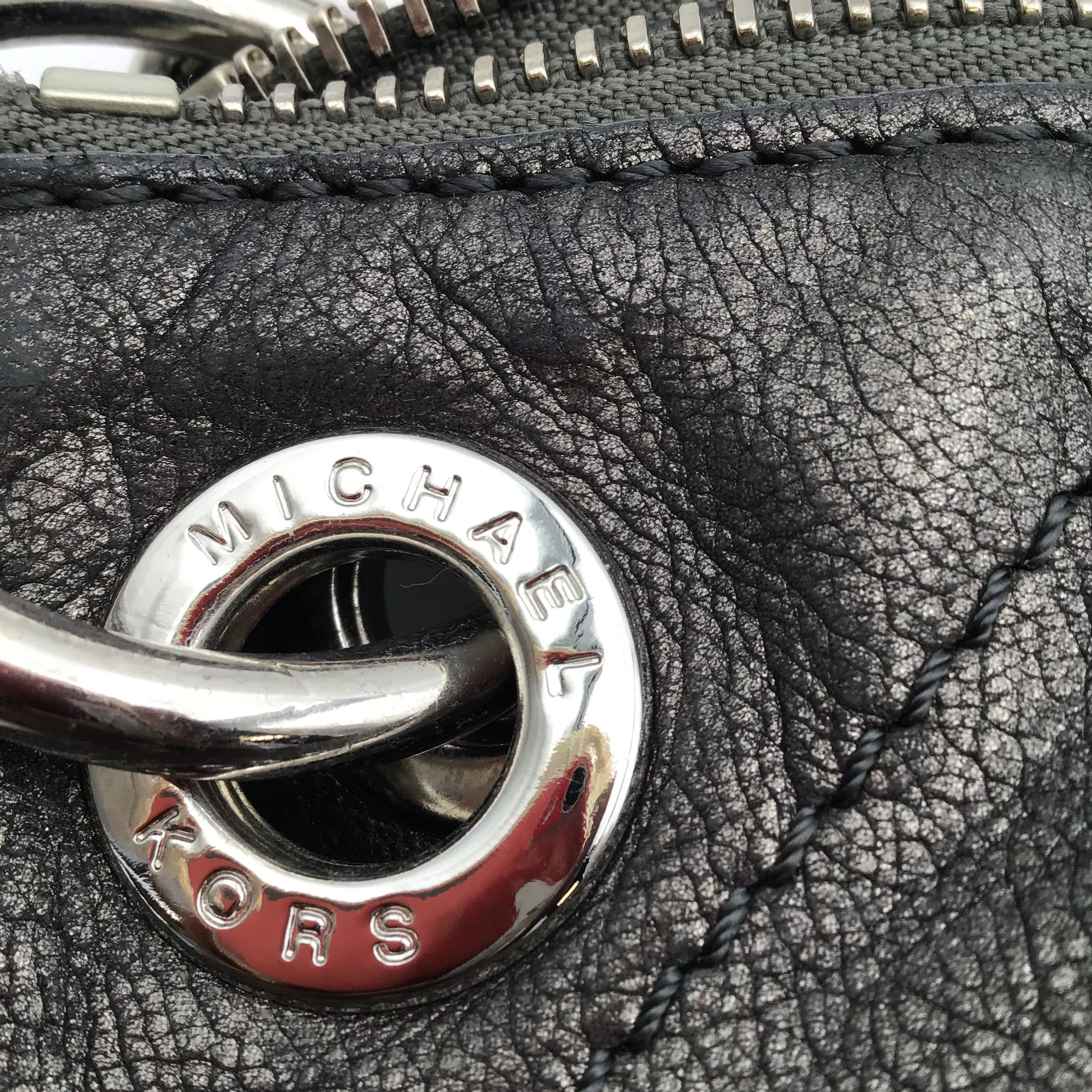 Authentic Michael Kors Women's Gunmetal Gray Luxury Satchel Bag - COA Included