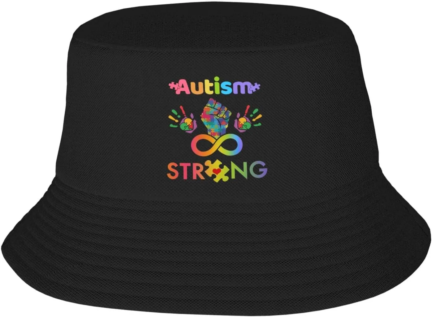 Autism Awareness Flag Bucket Hat Mans Women Summer Hat for Outdoor Fishing Hiking Camping Gardening Bucket Sun Hats Black