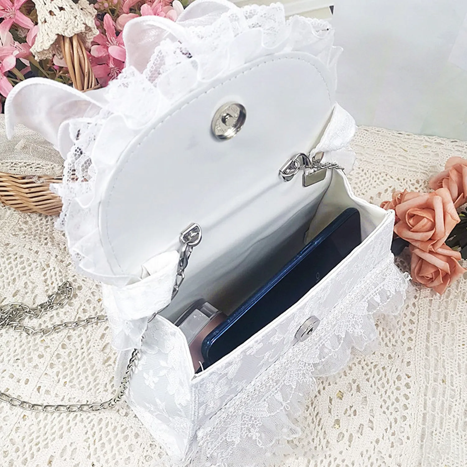 B01 Women's Purses Handbags Envelope Clutch Bags Tassel Lace Flowers Wedding Evening Bag