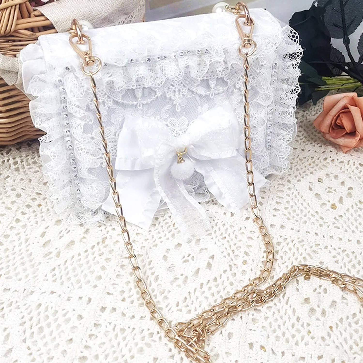 B01 Women's Purses Handbags Envelope Clutch Bags Tassel Lace Flowers Wedding Evening Bag