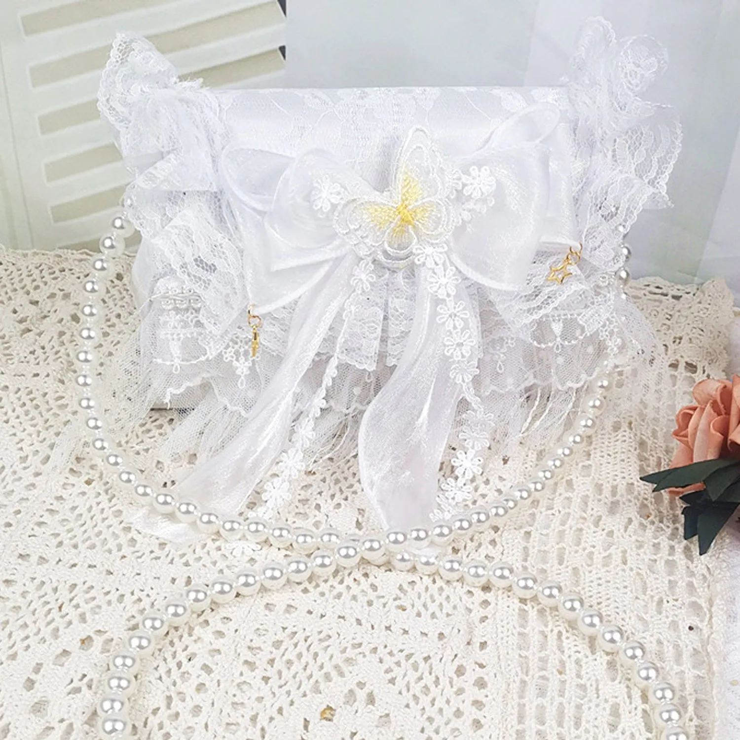 B01 Women's Purses Handbags Envelope Clutch Bags Tassel Lace Flowers Wedding Evening Bag