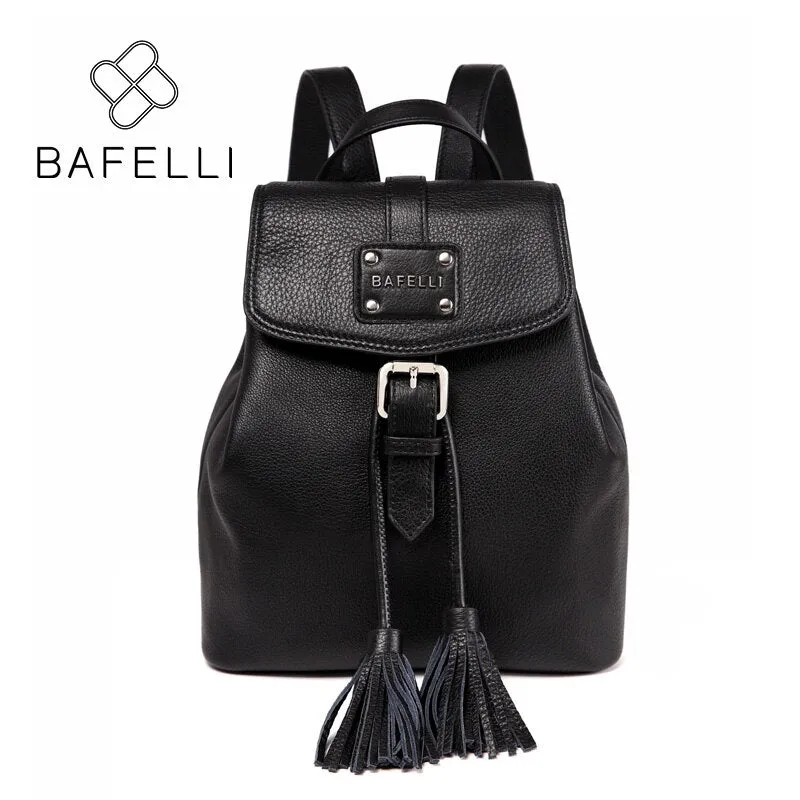 BAFELLI small backpack Genuine Leather drawstring tassel pink mochilas mujer travel bag teenagers girls school backpack women