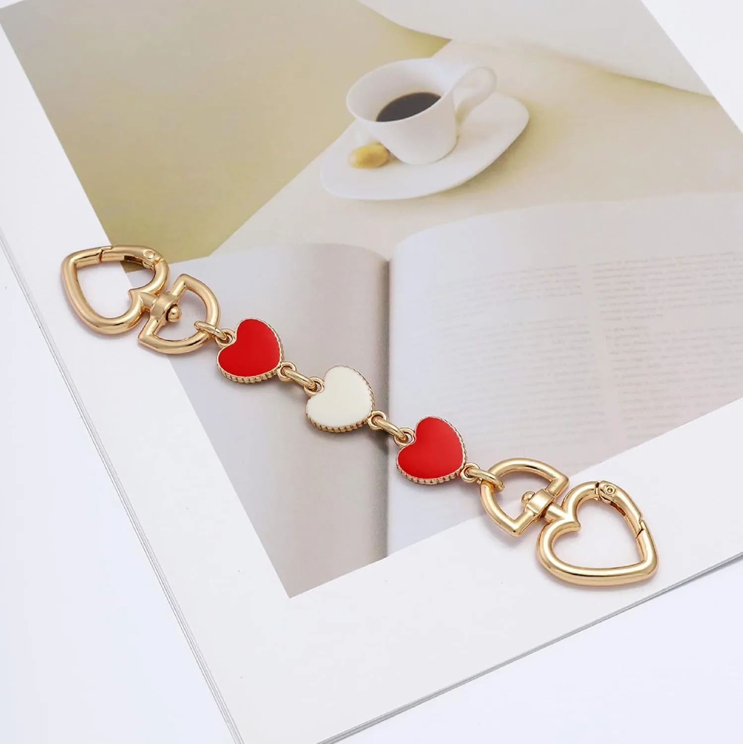 Bag Extender Chain Purse Extender Hearts Shape Replacement Purse Strap Extender Bag Charms for Purse Handbags Cross Body Bag(Red)