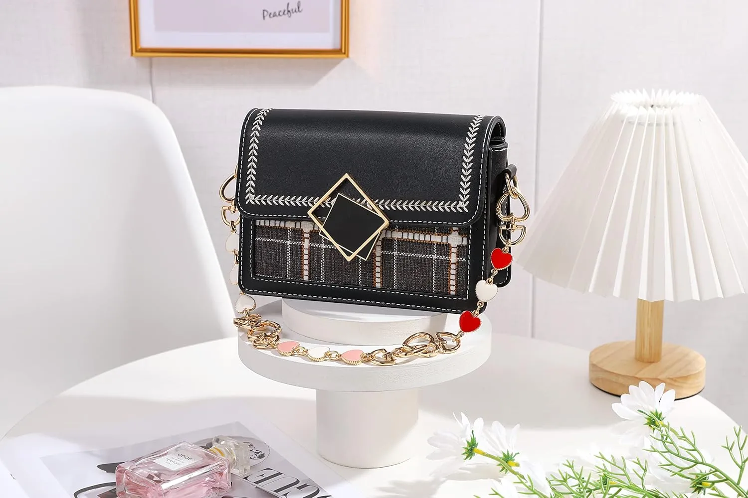 Bag Extender Chain Purse Extender Hearts Shape Replacement Purse Strap Extender Bag Charms for Purse Handbags Cross Body Bag(Red)