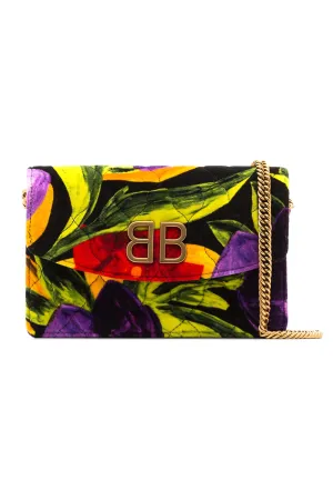 Balenciaga BB Chain Quilted Printed Velvet Shoulder Bag