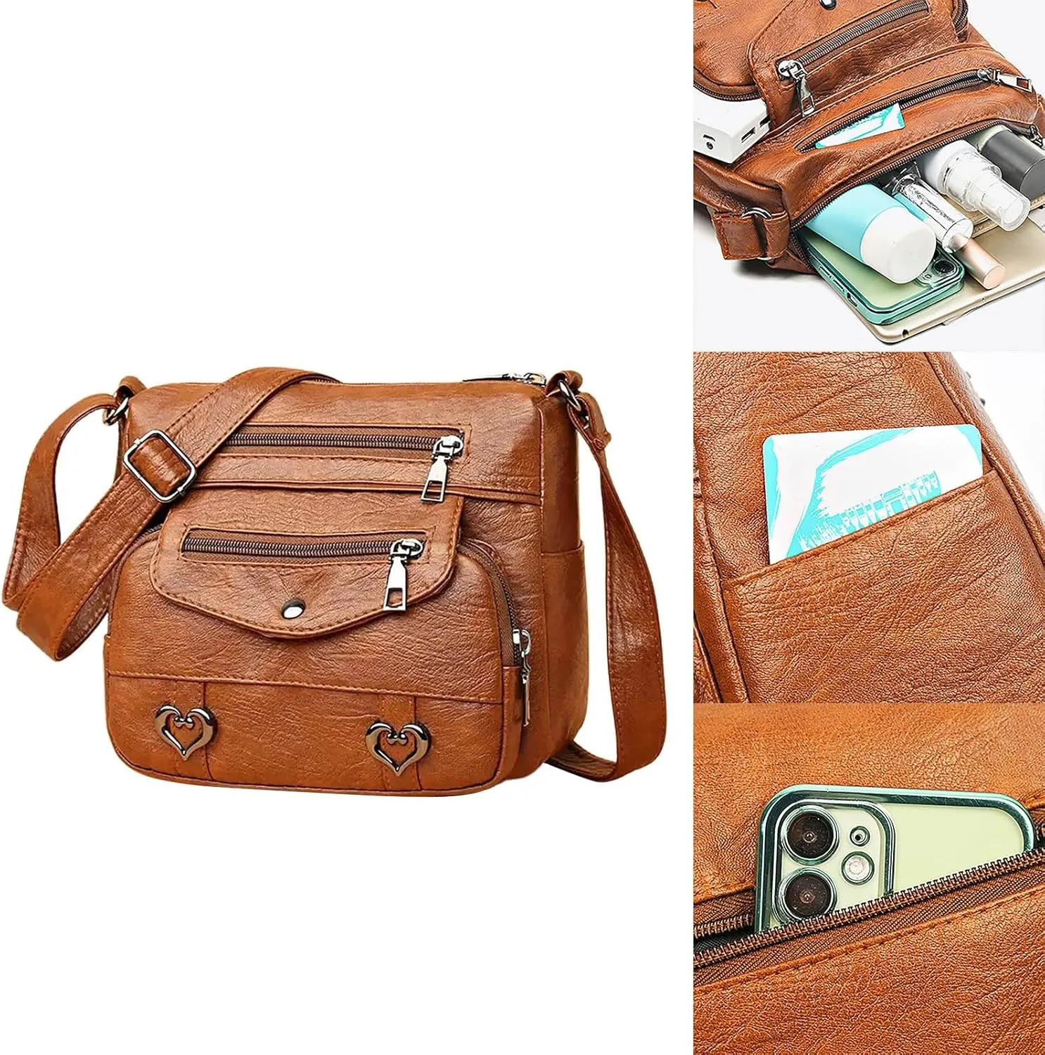 Beach Tote Bag Black Brown Solid Crossbody Shoulder Bags Medium Travel Satchel Bag Purse Wallet Anti Theft Bags A