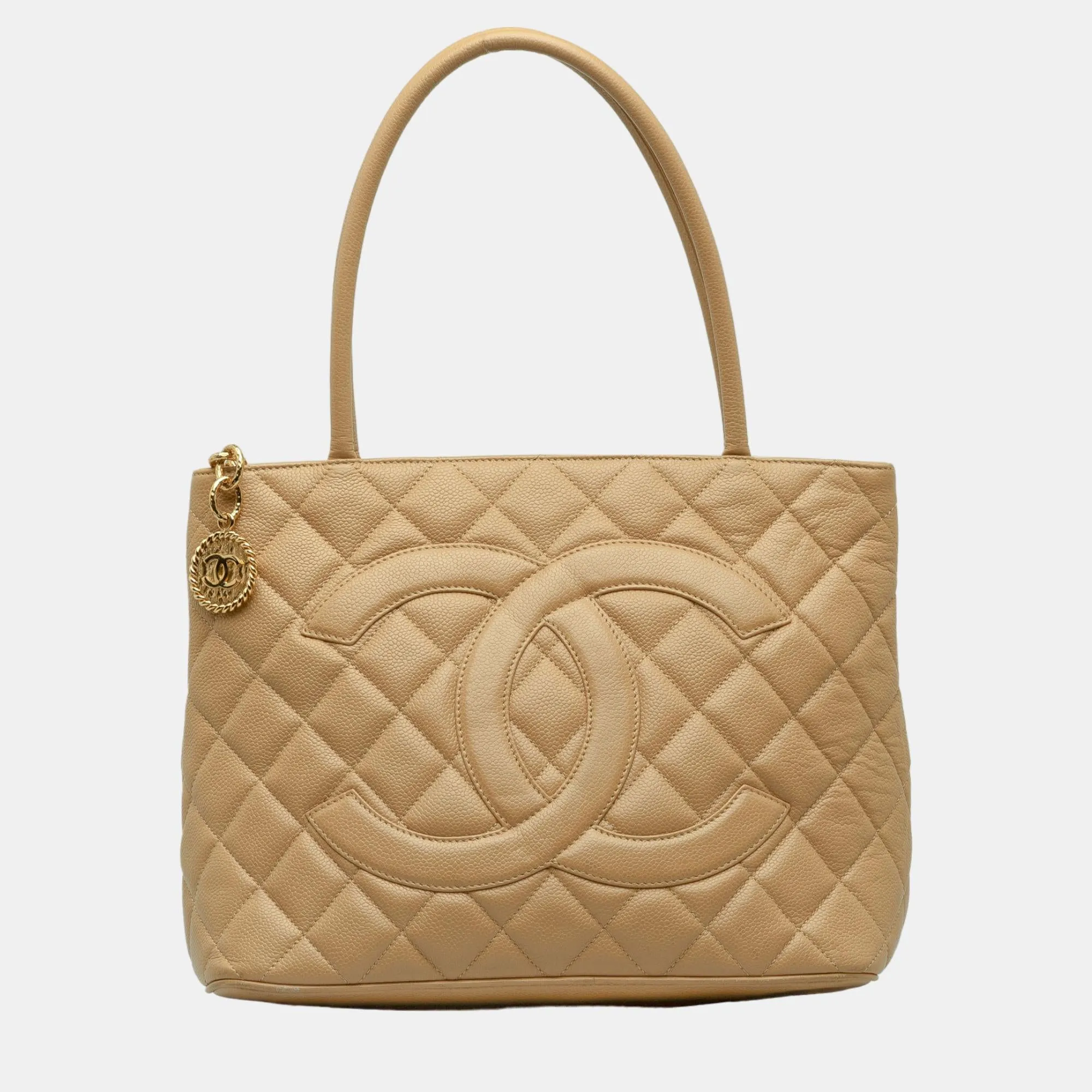 Beige Caviar Medallion Tote