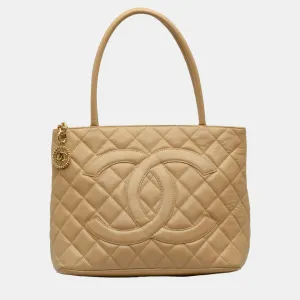 Beige Caviar Medallion Tote