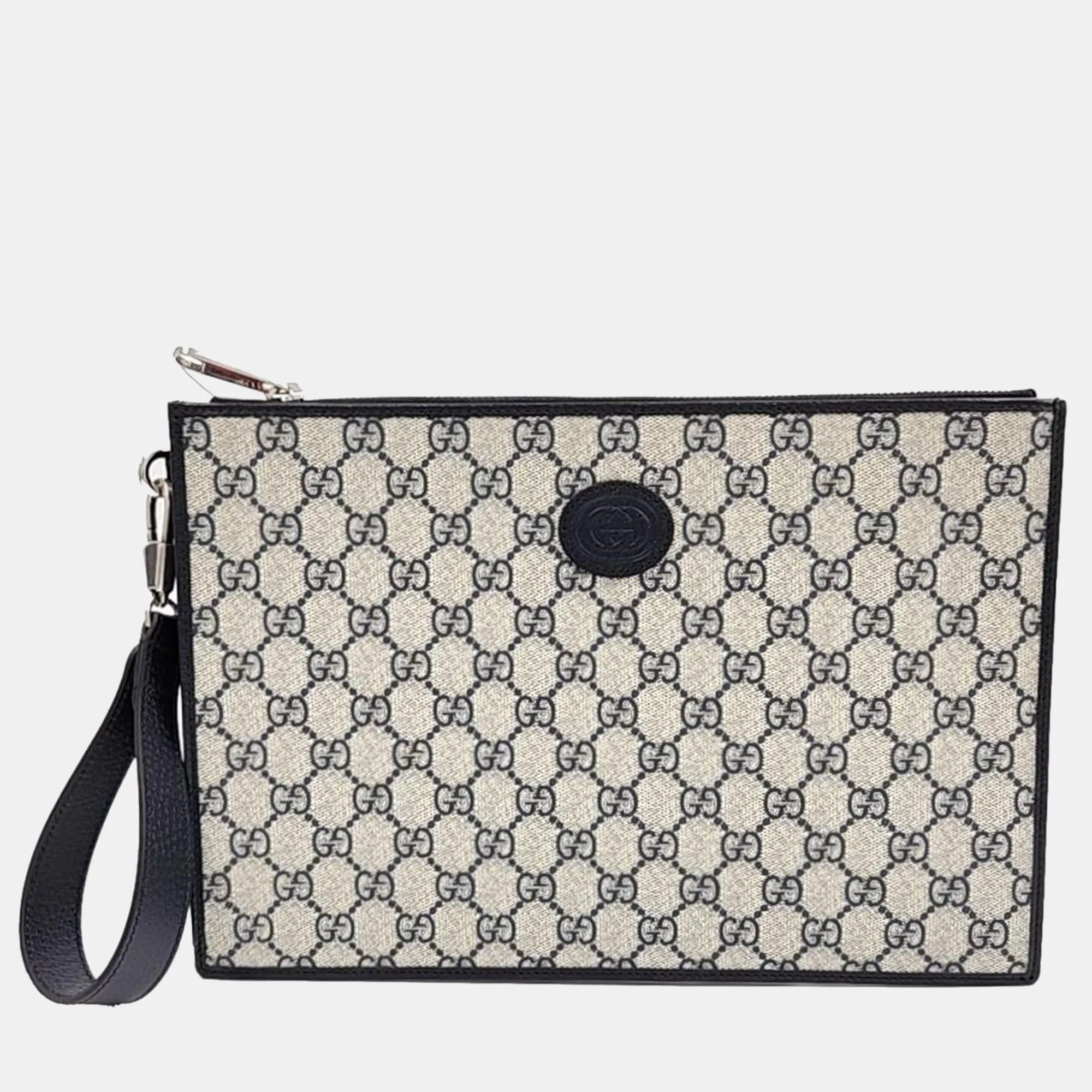 Beige GG Supreme Horsebit Pouch