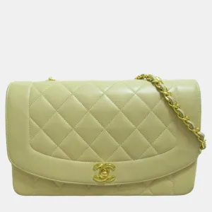 Beige Leather Medium Vintage Diana Flap Bag