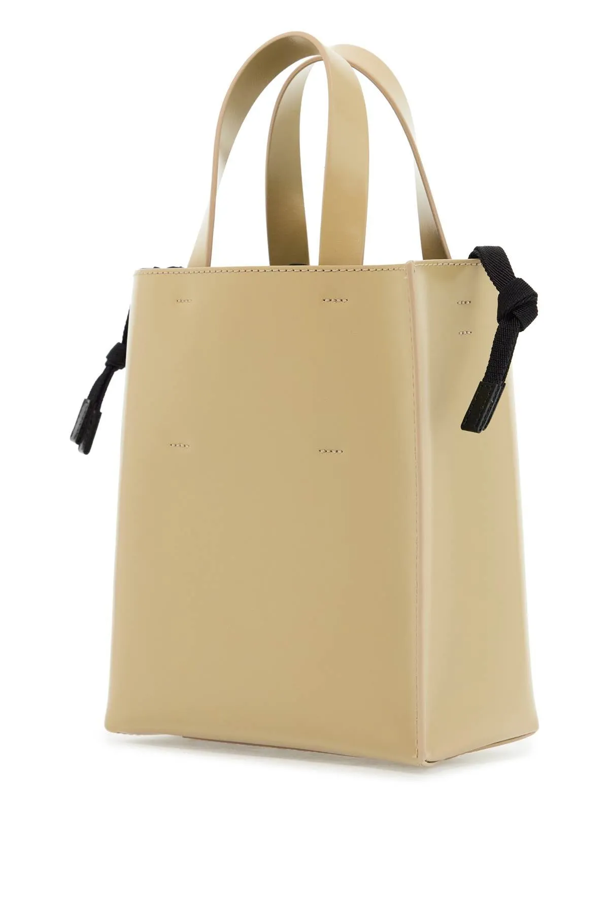 beige leather shopping bag with short handles and shoulder strap SHMP0039U1LV639 WINTER WHEAT