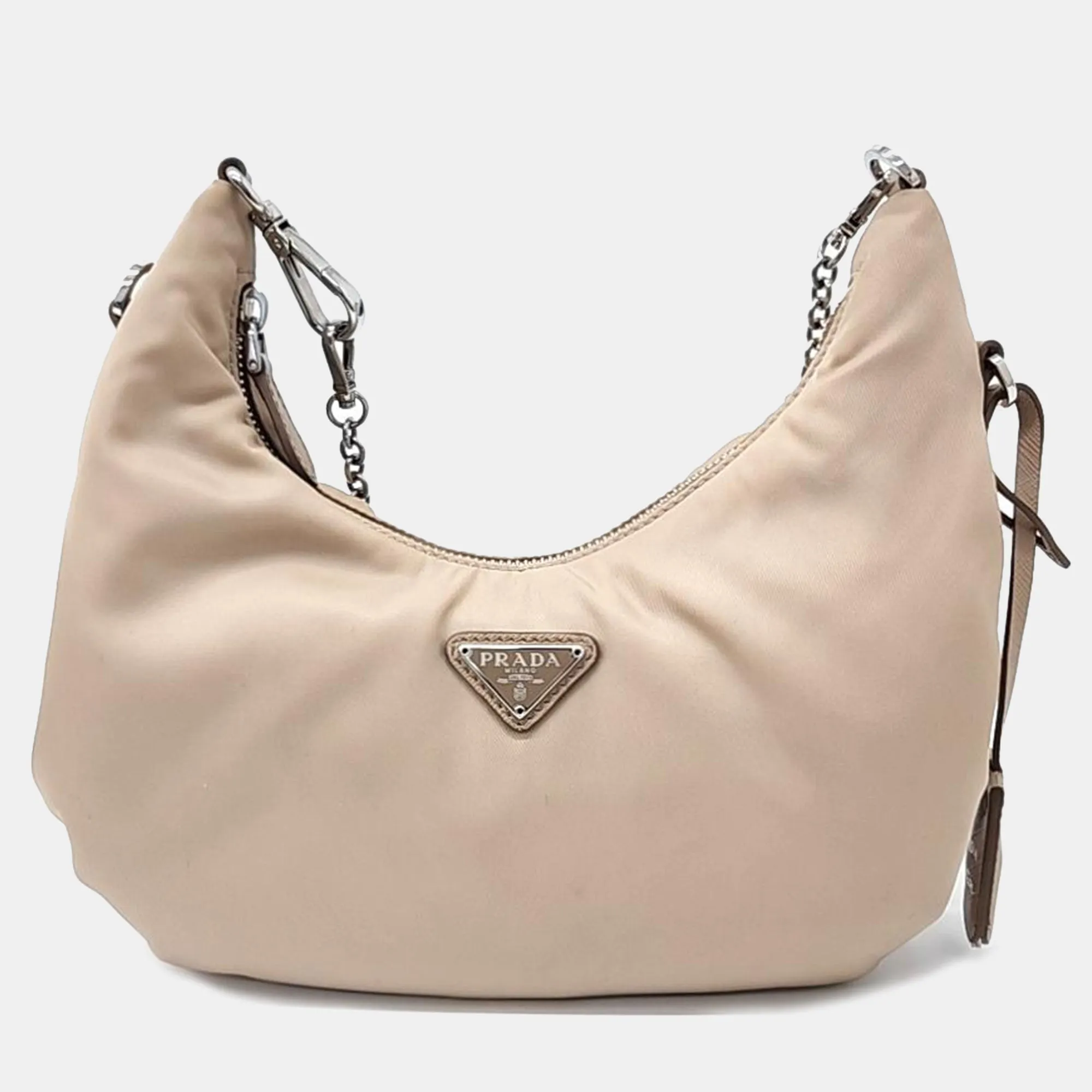Beige Tessuto Fabric Hobo Bag