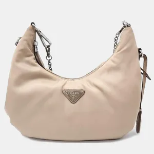 Beige Tessuto Fabric Hobo Bag